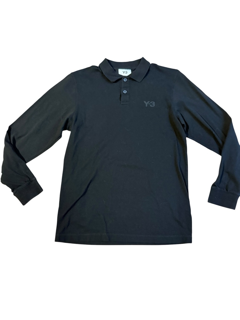 Y-3 Pique Long Sleeve Polo in Black Size XS